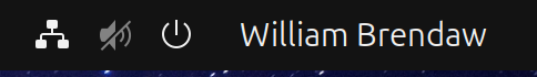 GNOME top panel showing the username "William Brendaw" next to the network, sound, and power indicators